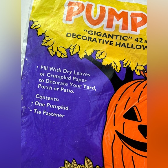 Halloween 1994 Giant Pumpkids Pumpkin Jack-O-Lantern Lawn Yard Bag 42โx58โ NIP - Picture 2 of 5